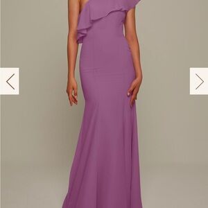 Purple One-Shoulder Sleeveless Gown for Weddings